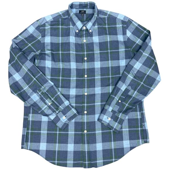 Men's J. CREW Heathered Cotton Button Down‎ Shirt Blue Gray 47166- Size XL - Picture 1 of 6